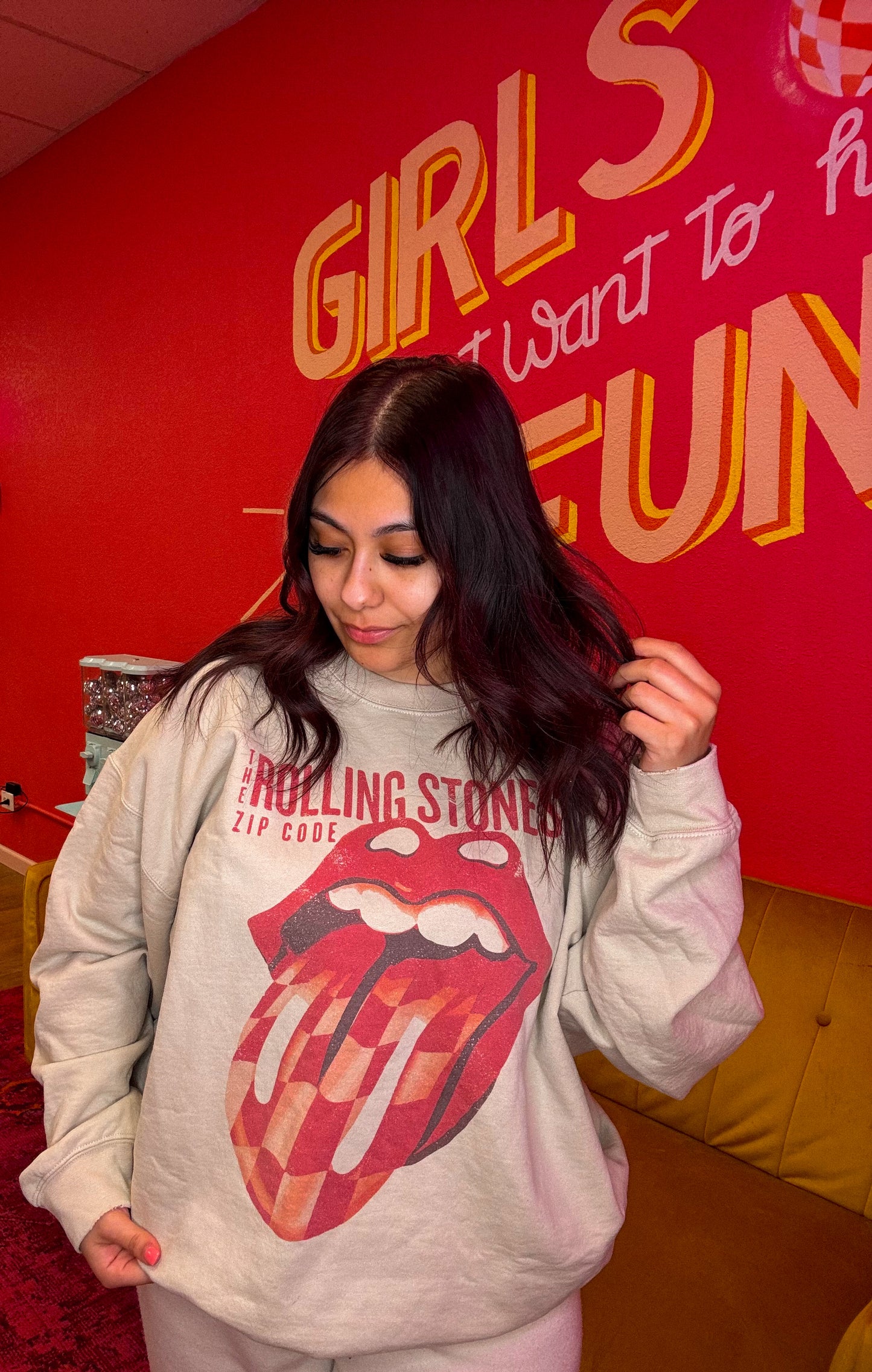 tan rolling stone sweatshirt