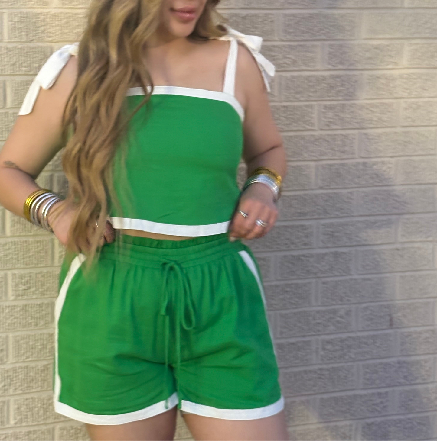 go getter green short set