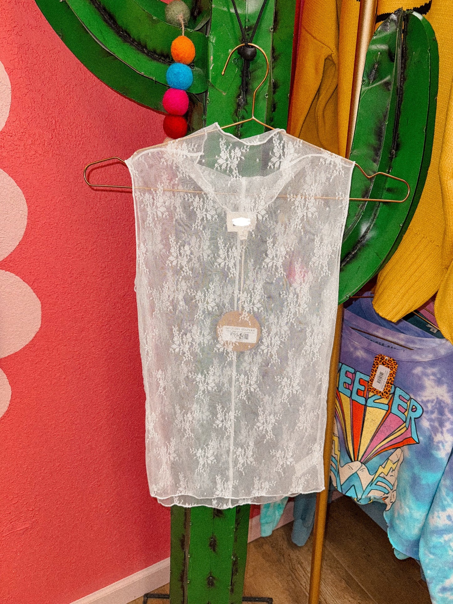cream tank mesh shirt