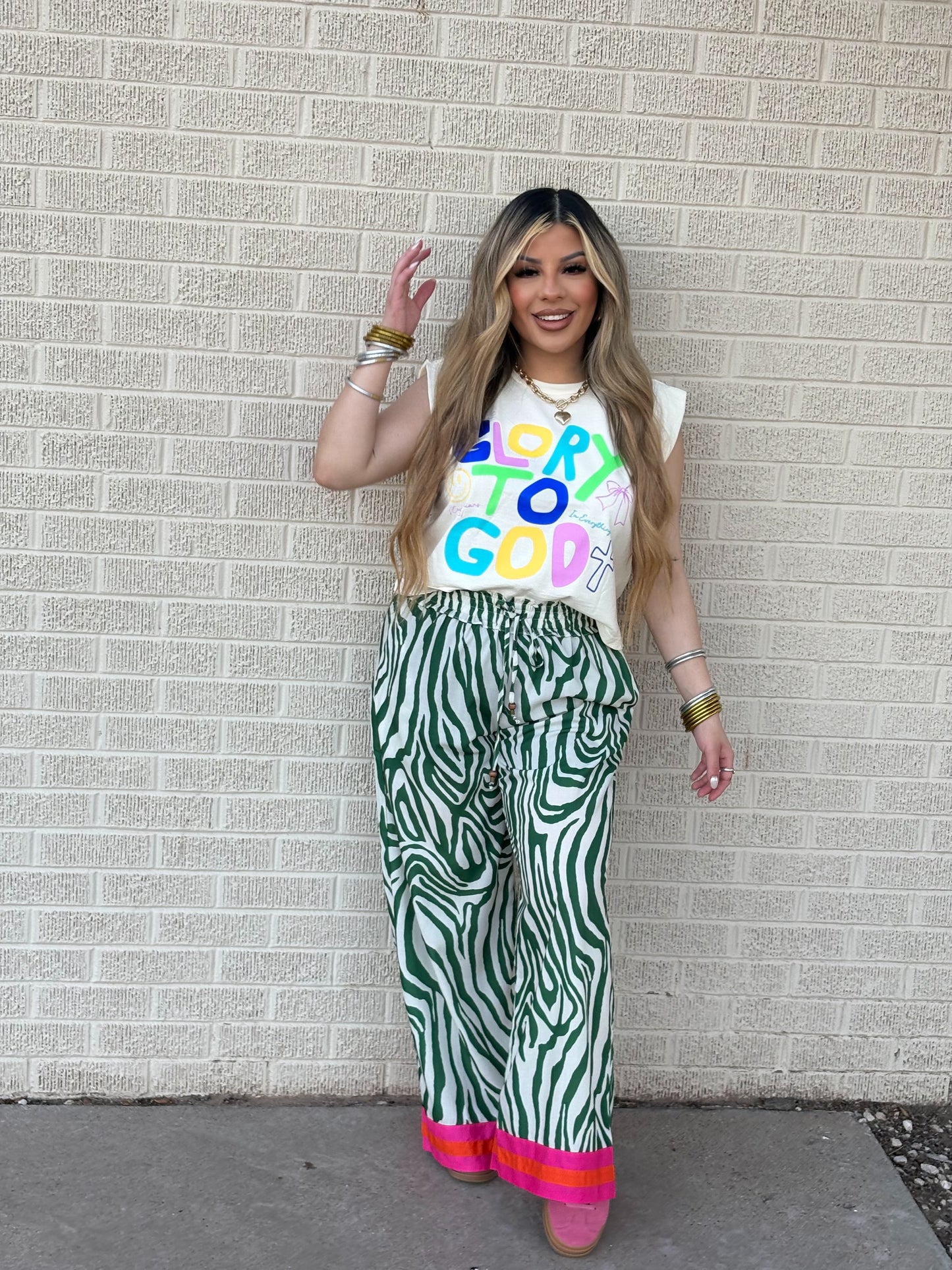 stand out zebra wide leg pant