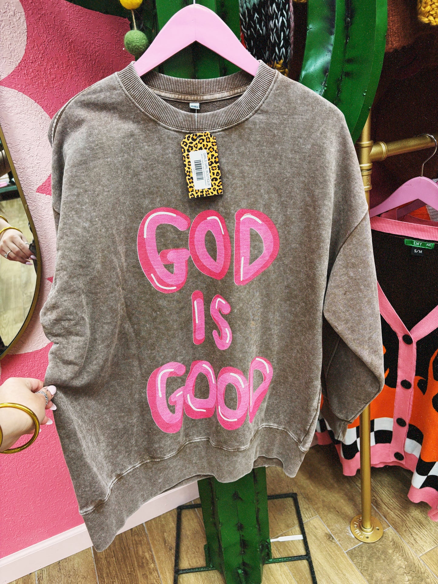 god is good brown sweatshirt
