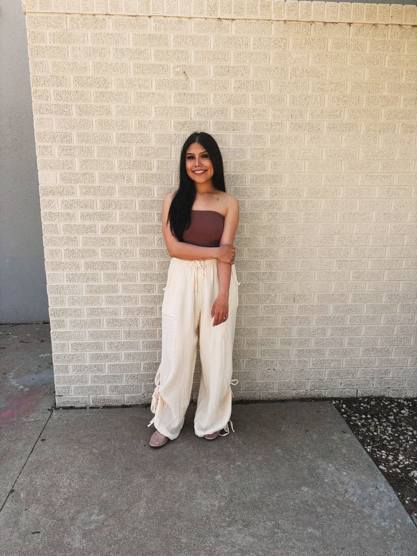 gauze beige pant