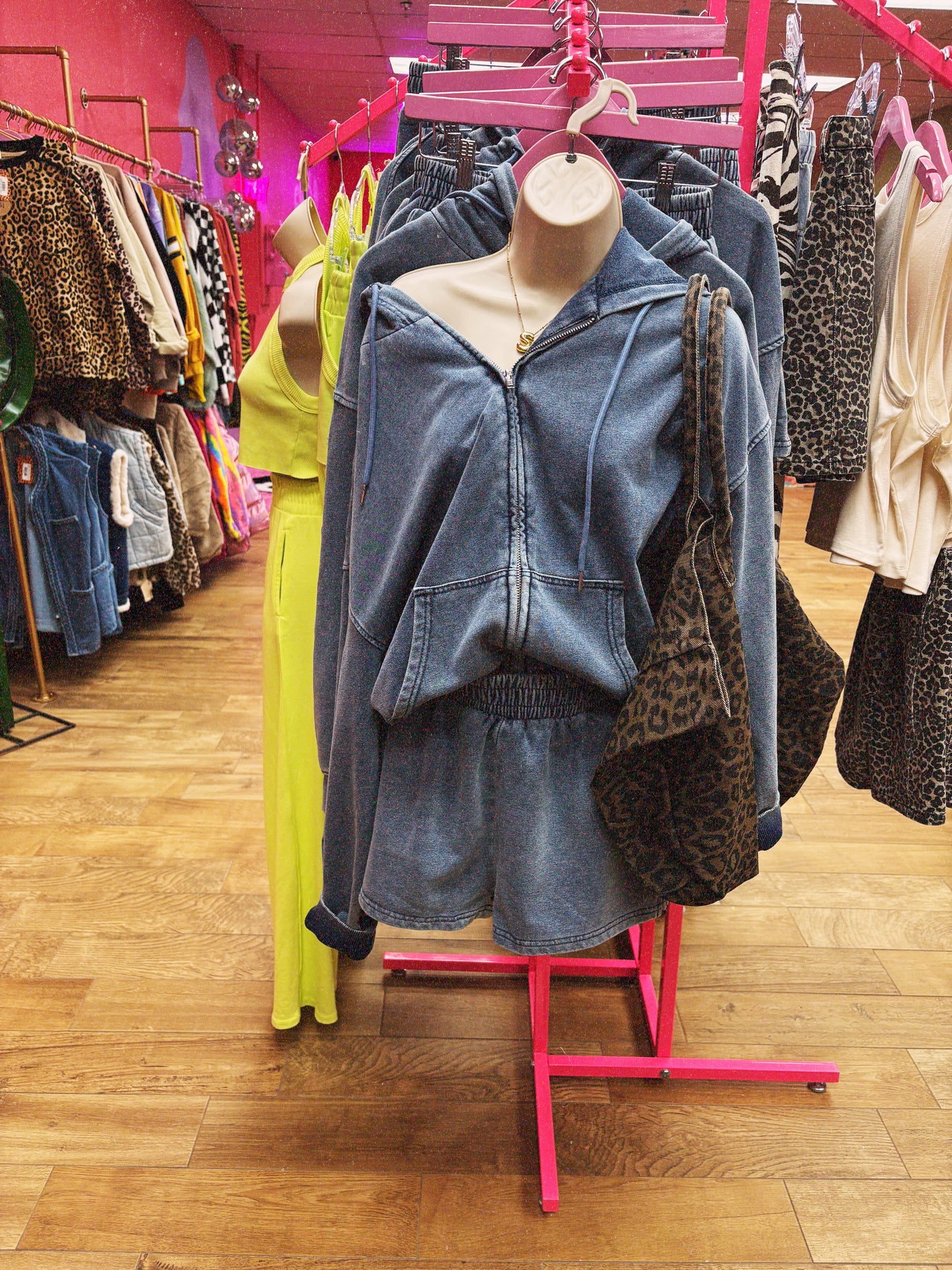 vintage blue hoodie short set