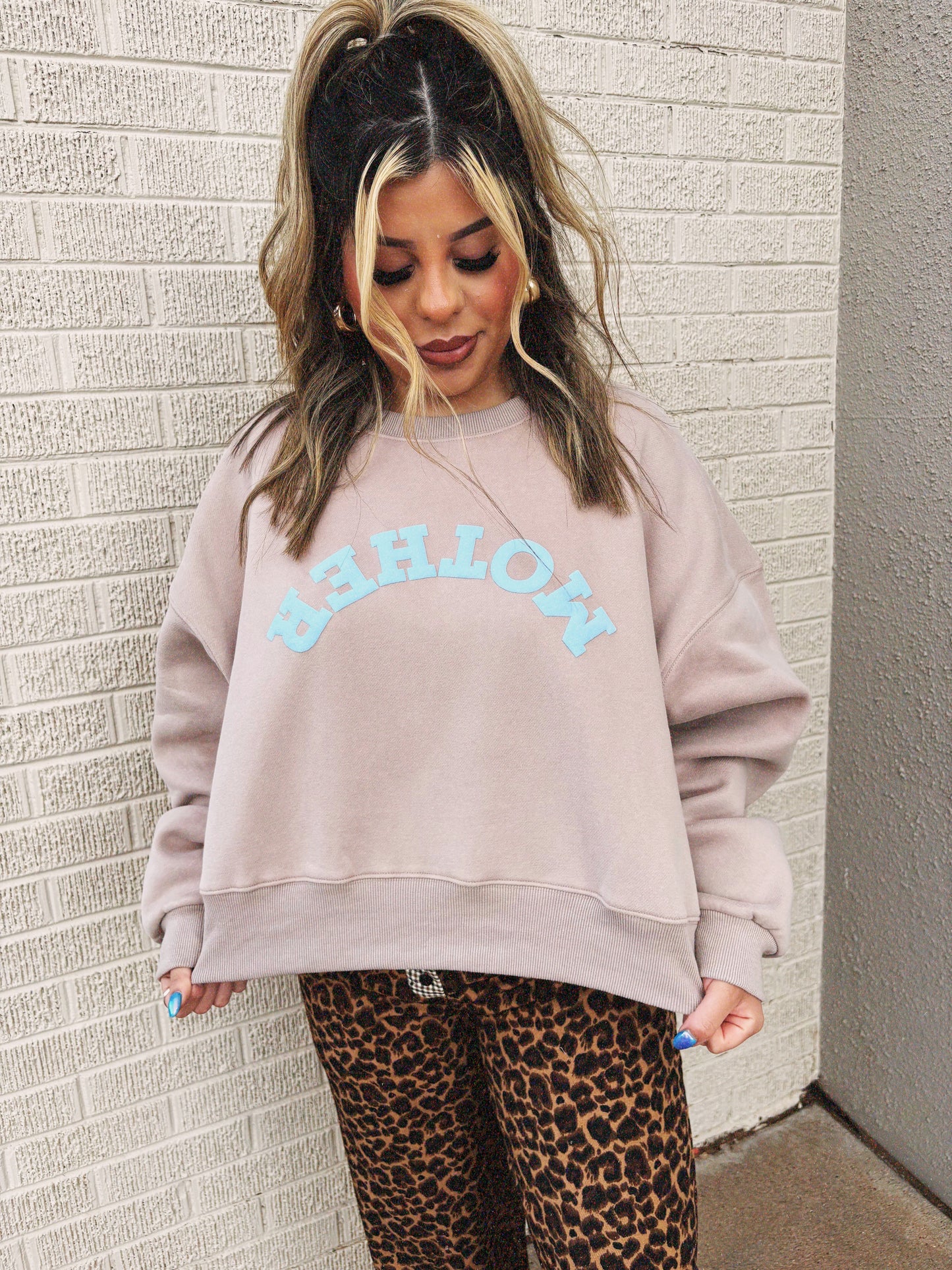 upside down mother crop sweatshirt