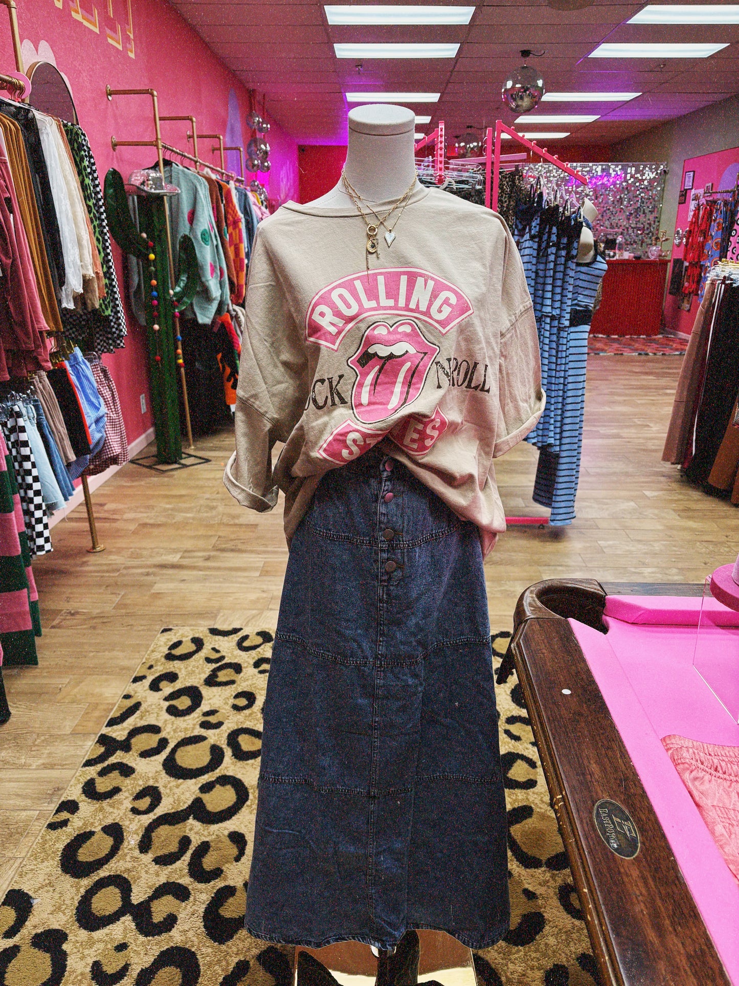 denim long skirt