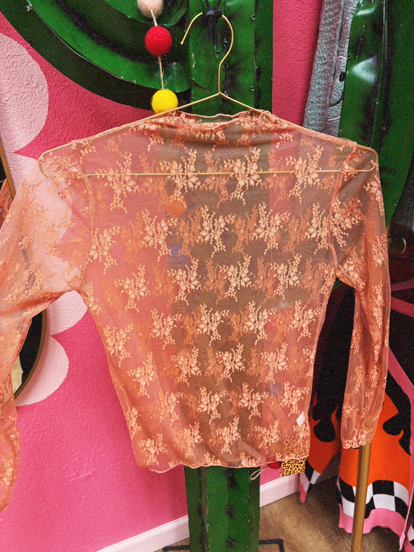 mesh peach shirt