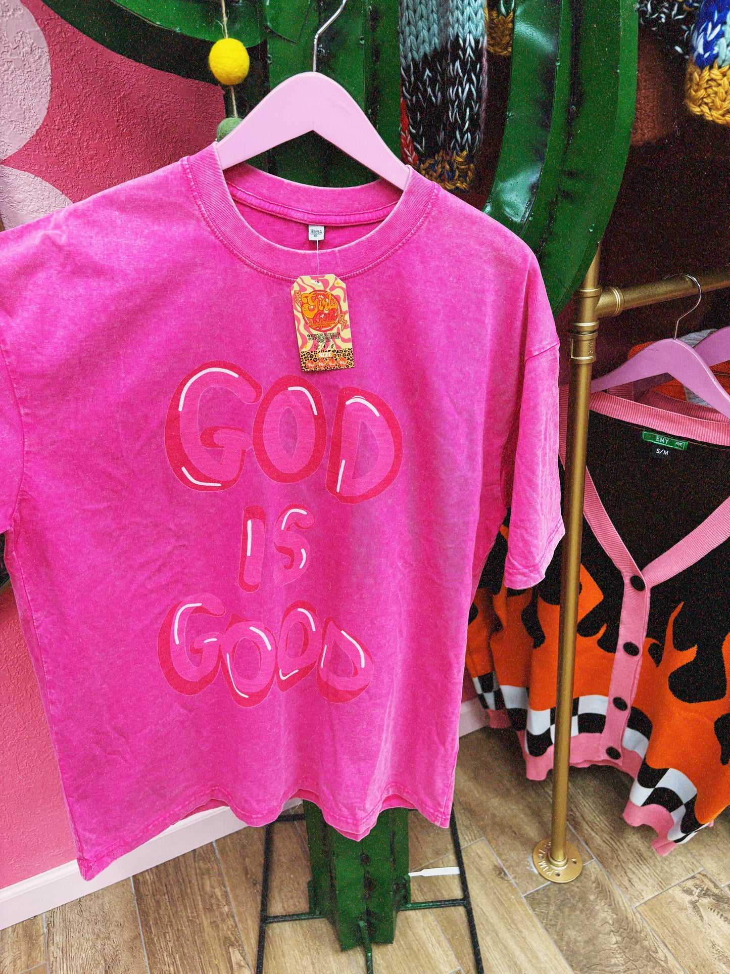 god is good pink tee
