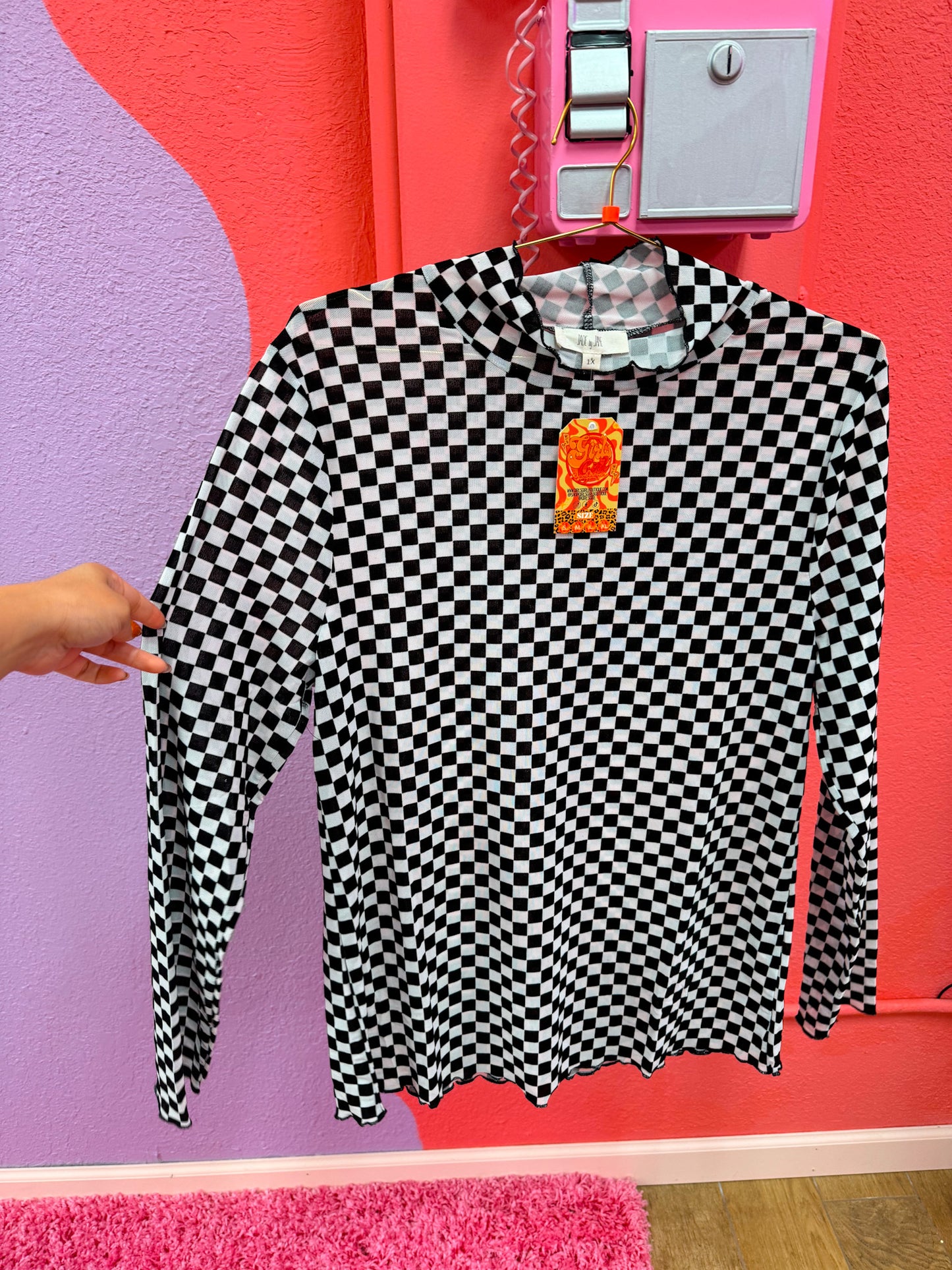 velvet mesh checkered