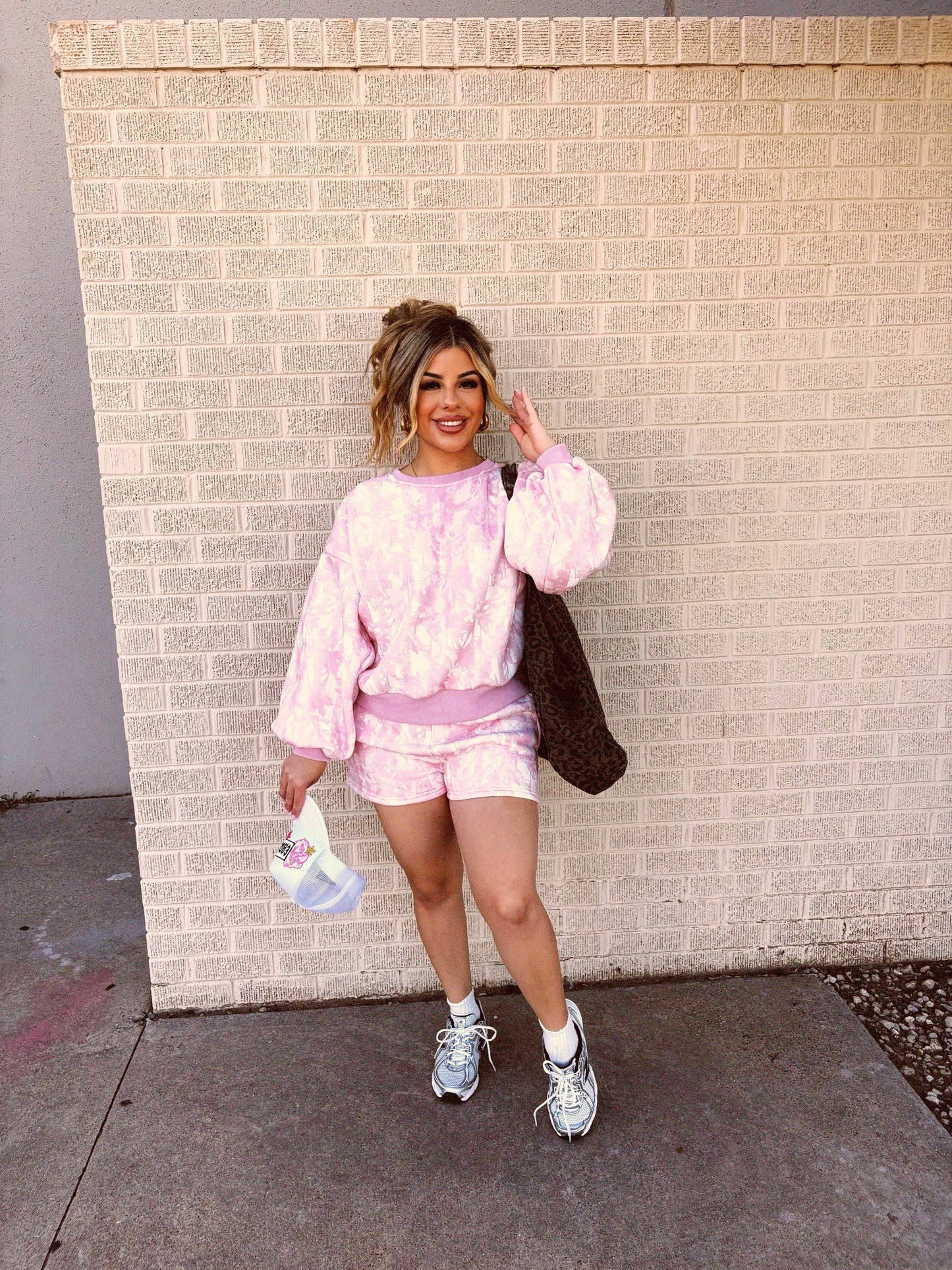 go pink camo short set