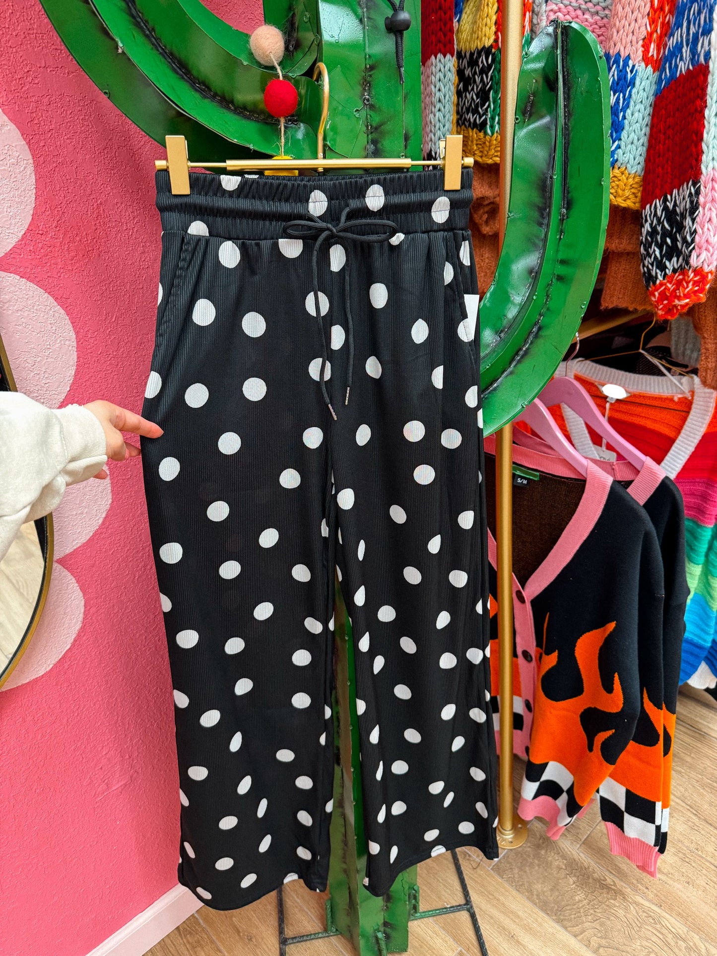 b&w polka dot pants