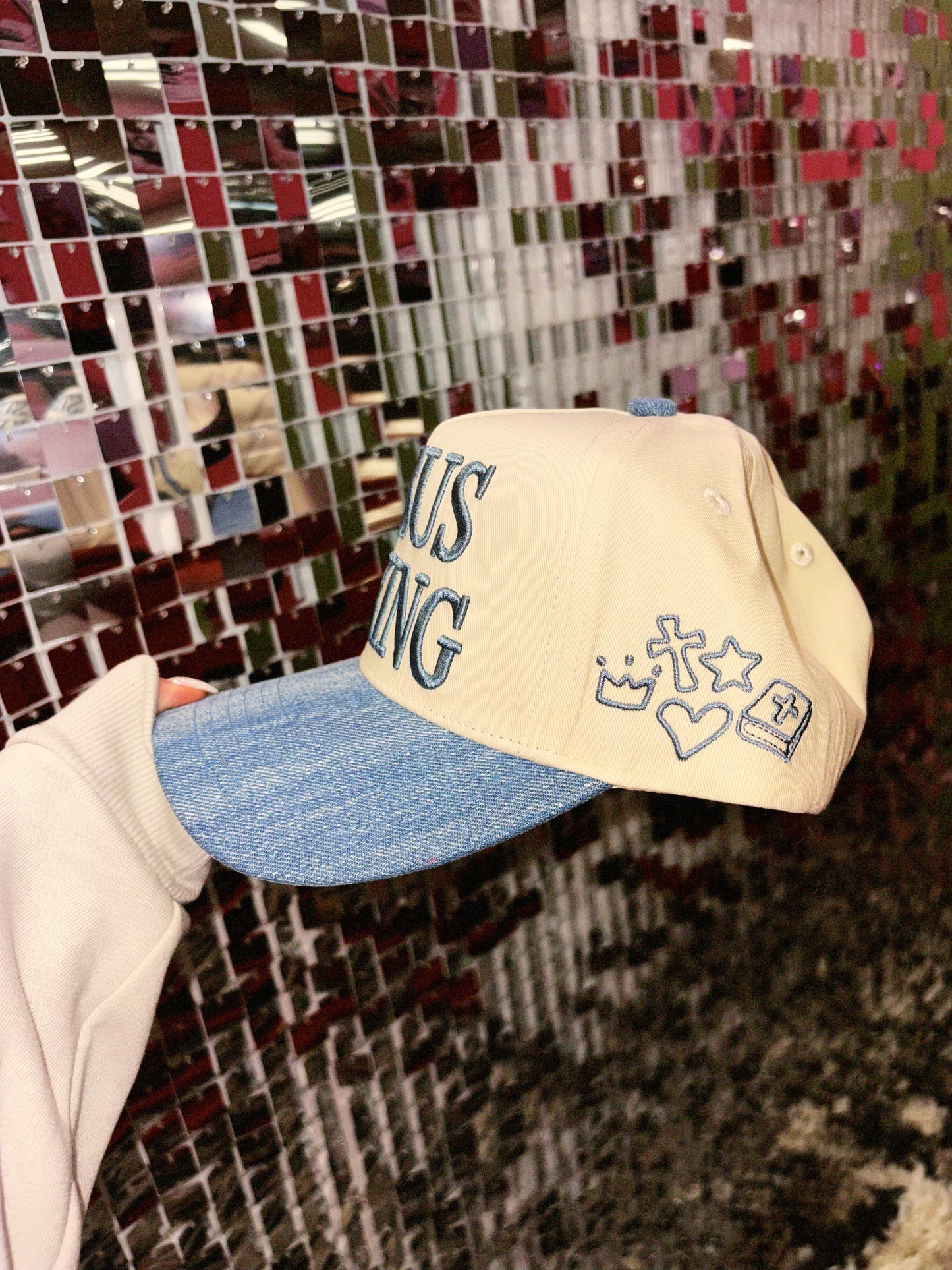 jesus is king denim trucker