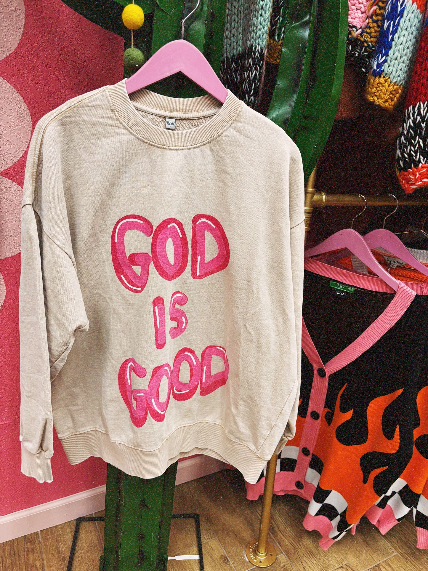 god is good cream sweatshirts