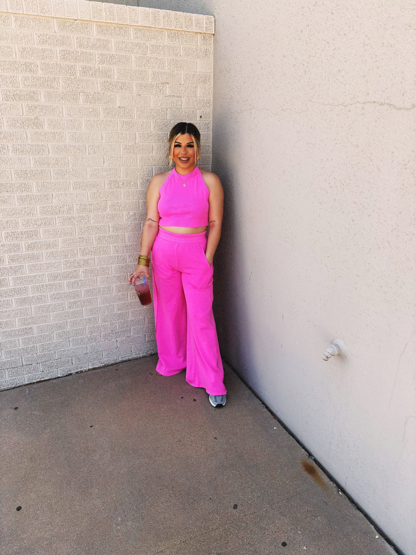 lazy girl set hot pink