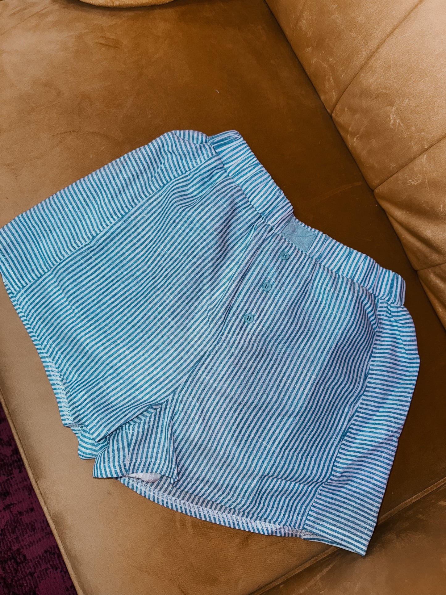 blue striped boxer shorts