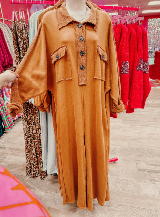 coffee date jumpsuit brown