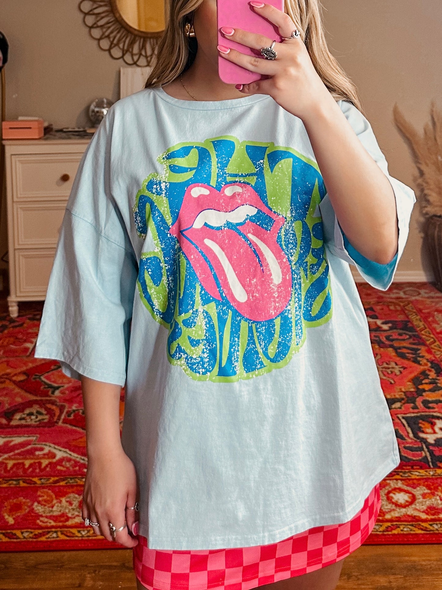 dusty blue rolling stone tee