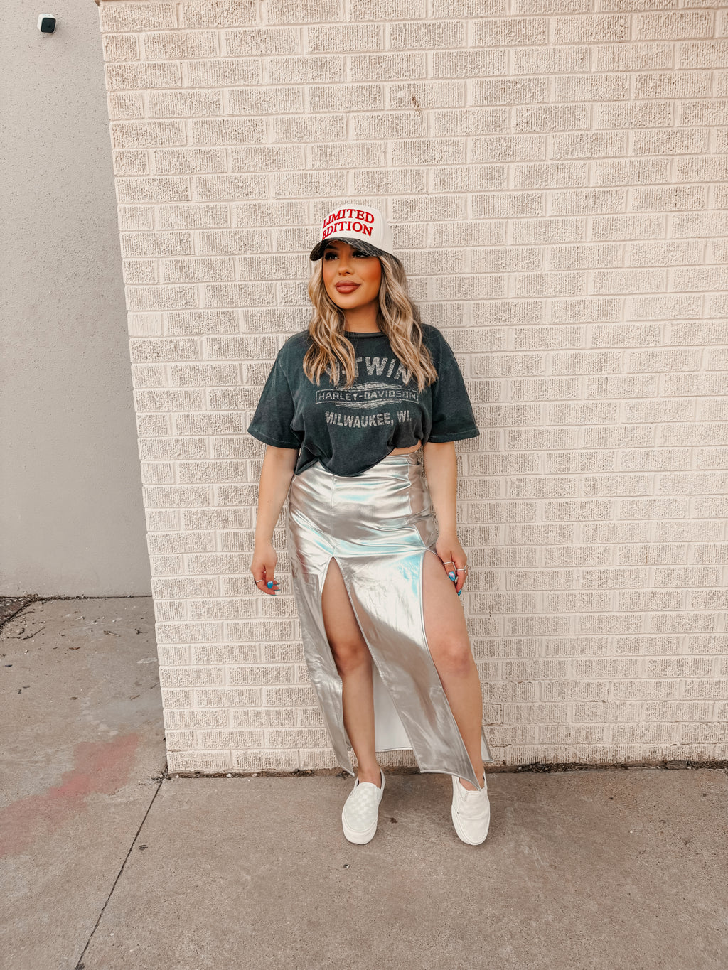metallic slit skirt