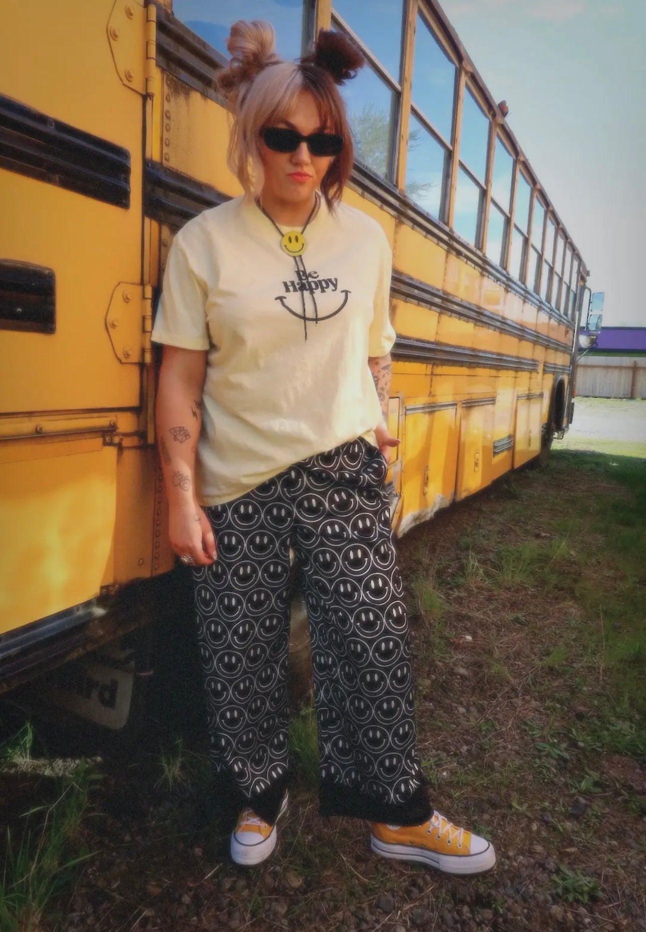 smiley satin pant