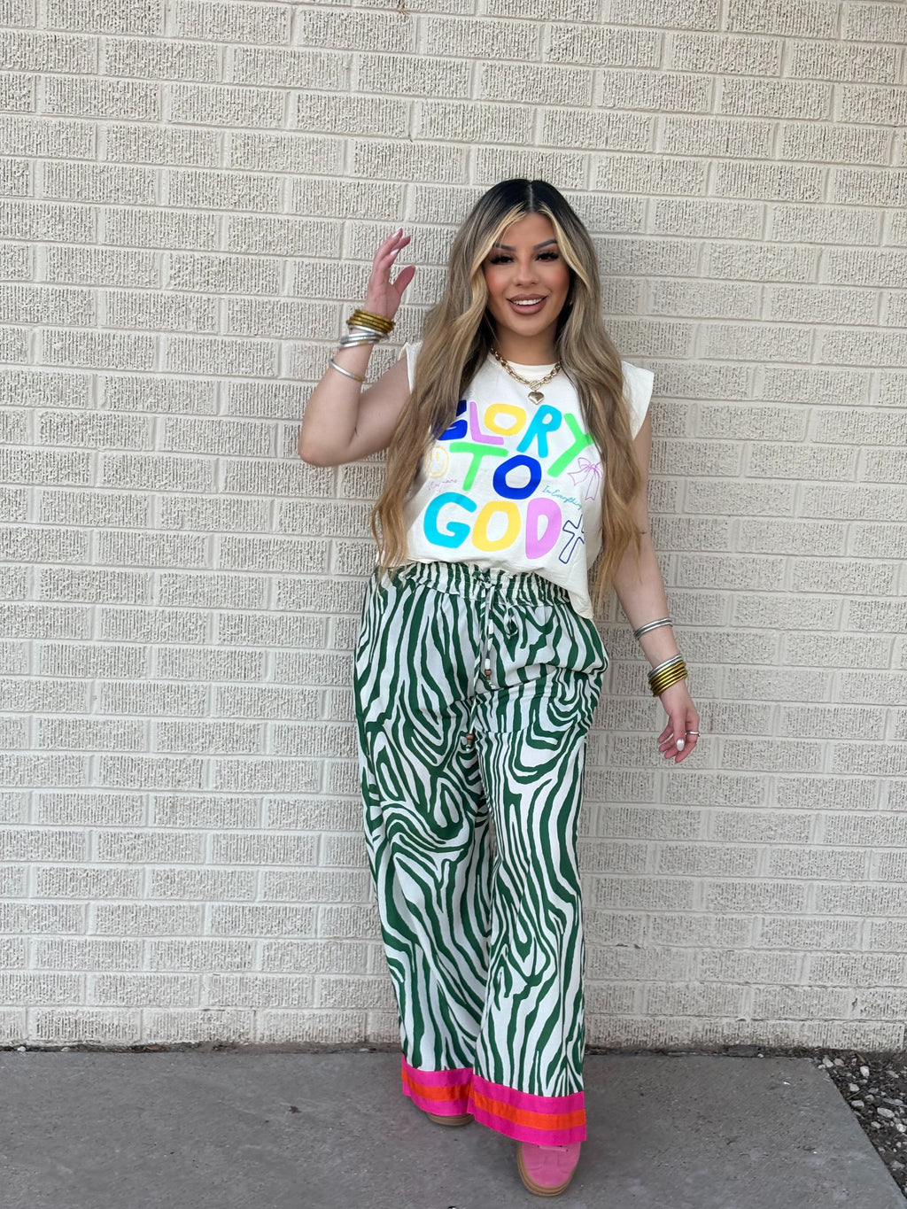 stand out zebra wide leg pant