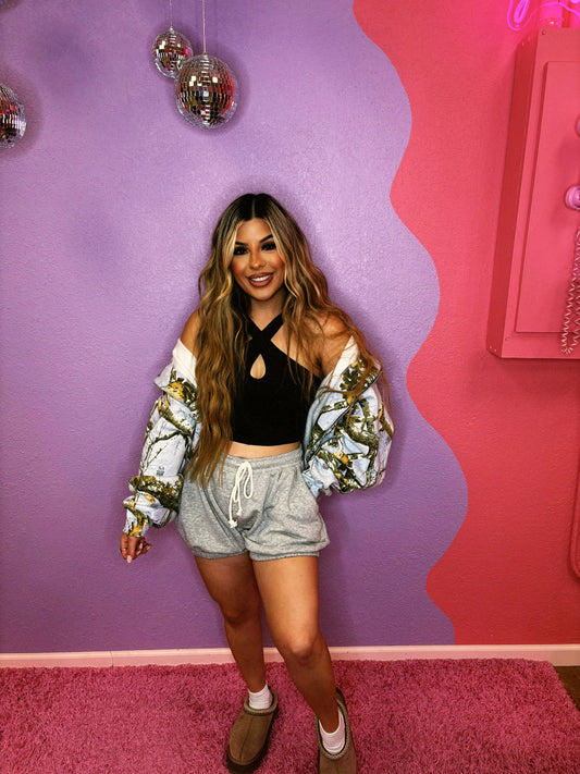 bubble heather grey shorts