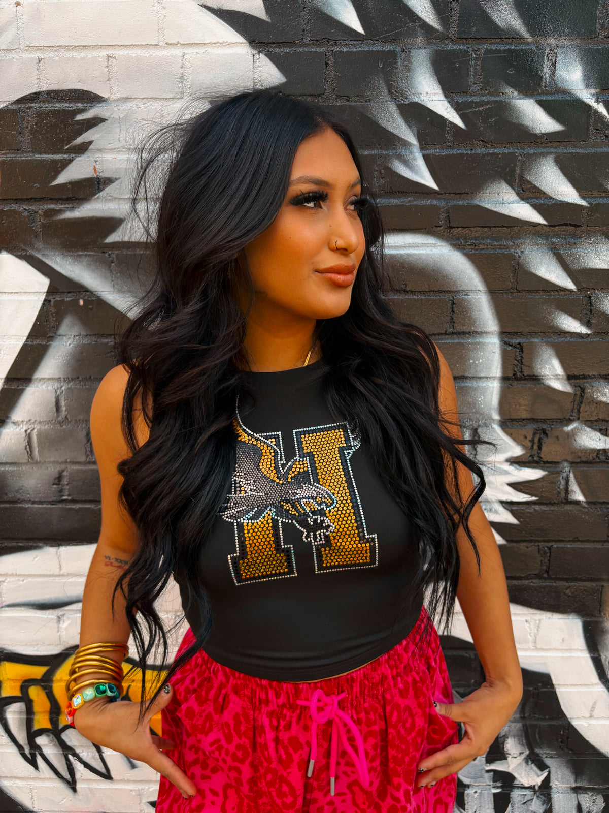 gameday glam black tank
