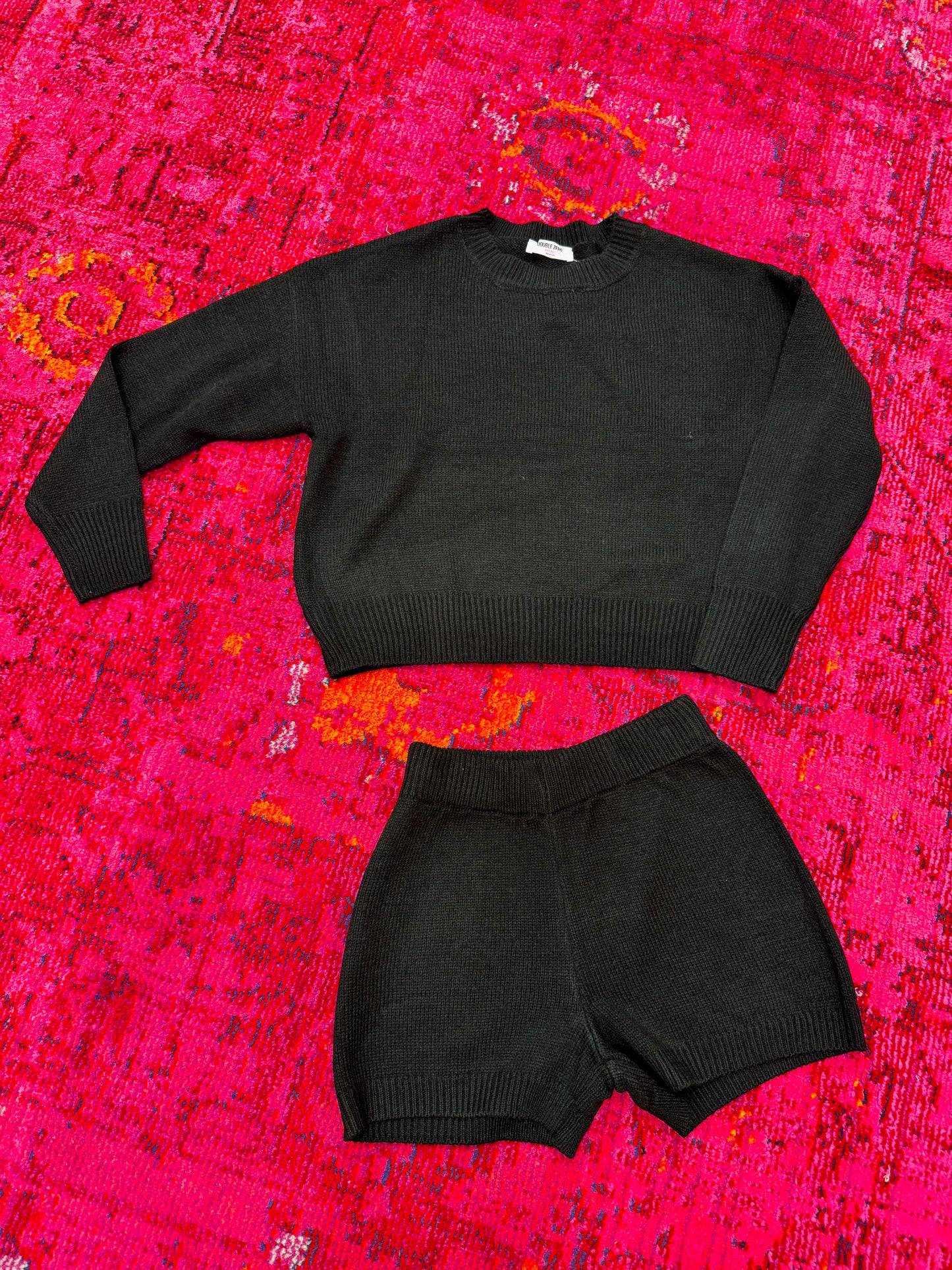 black lounge knit set