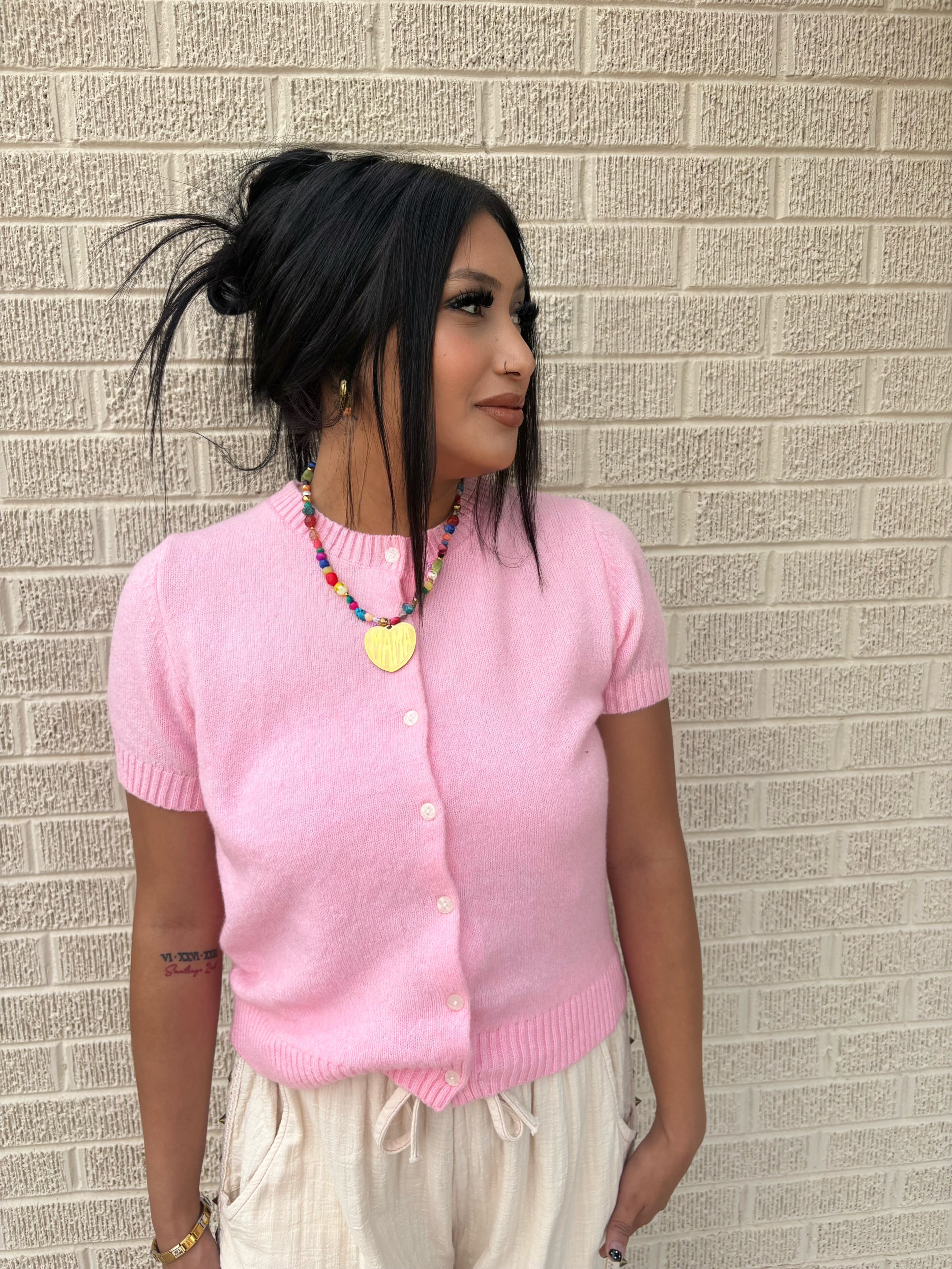 pink blush cardi top