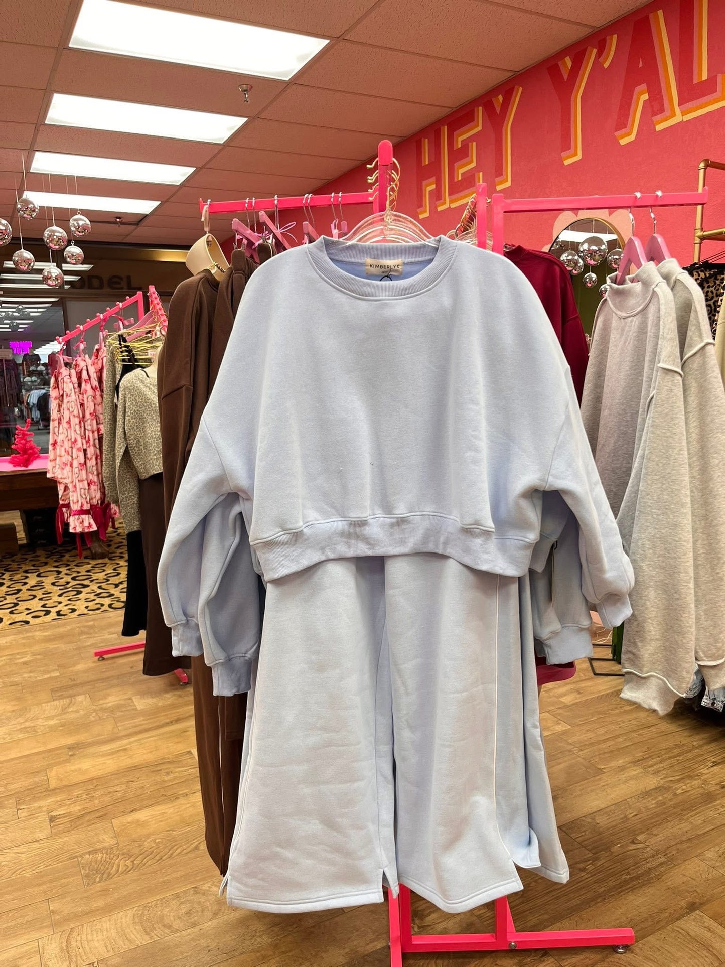 catching flights blue sweatpant set