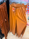 brown leather pants