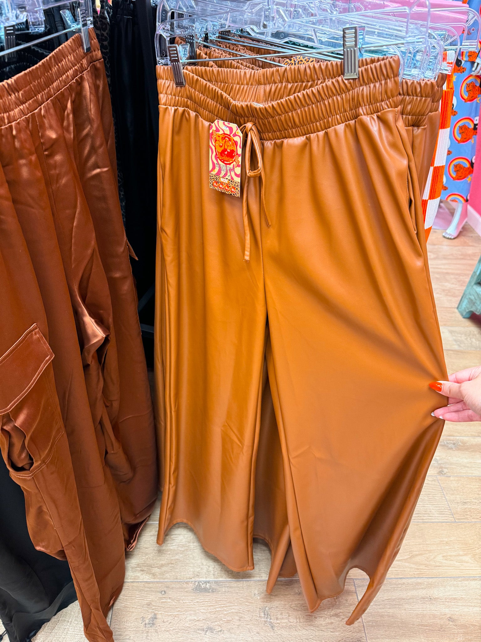 brown leather pants