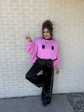 satin track pants black