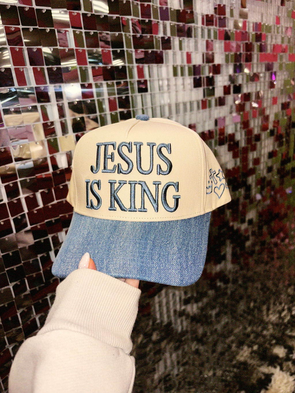 jesus is king denim trucker