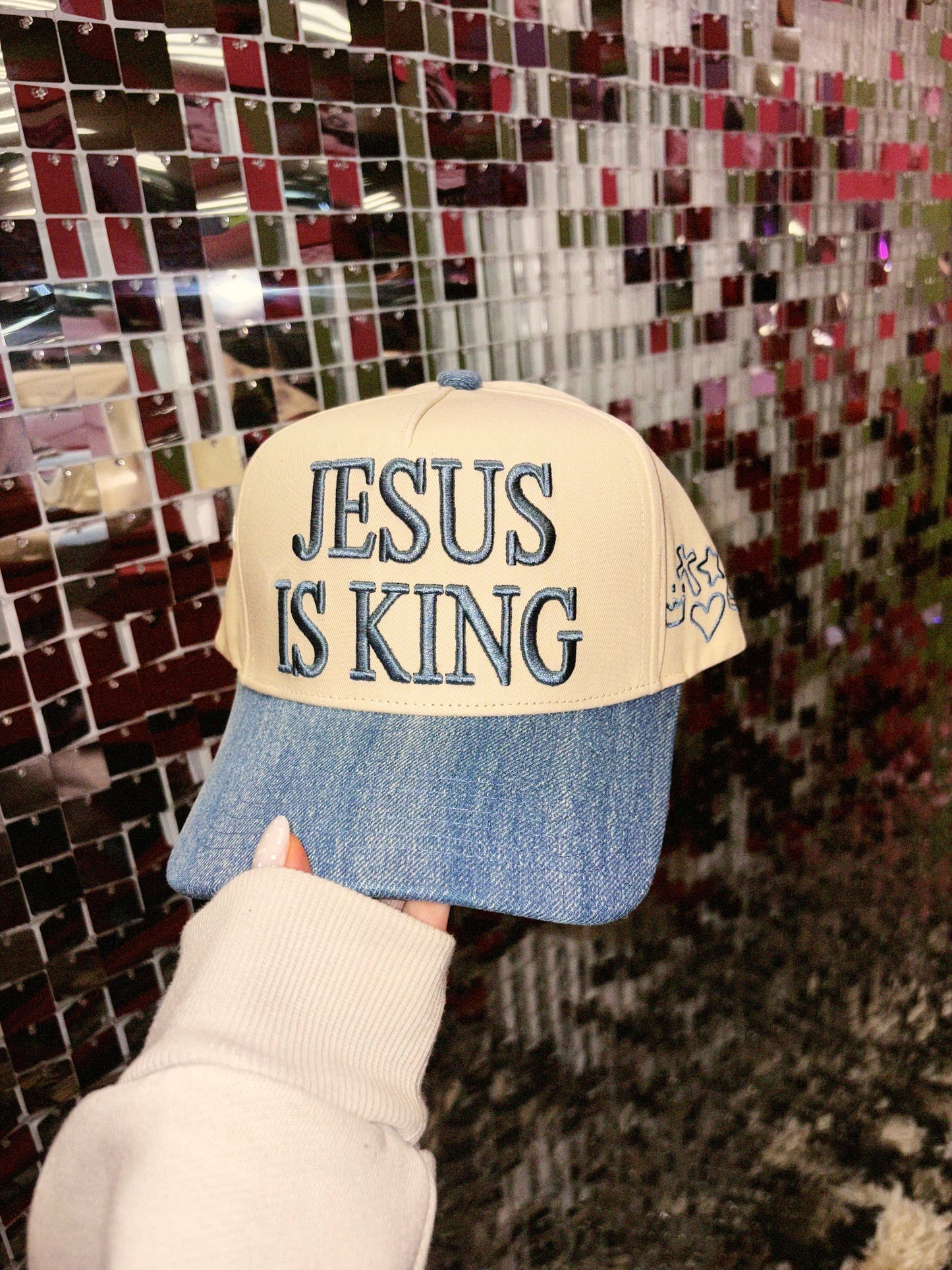 jesus is king denim trucker