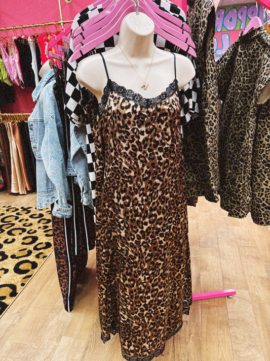 leopard slip dress