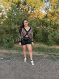 leopard twist stud top