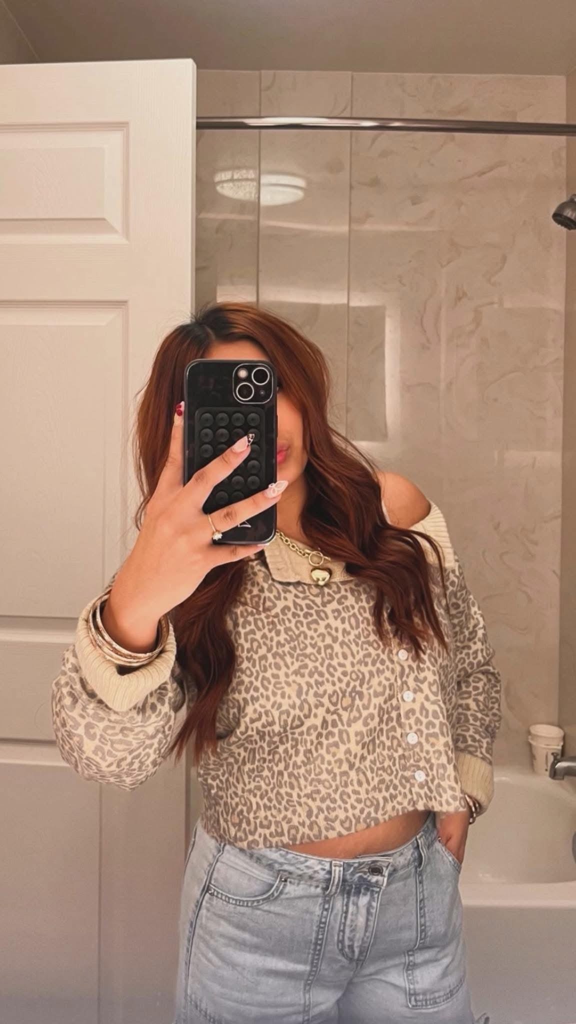 leopard cardigan top