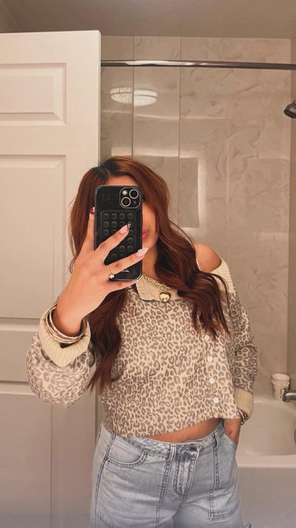leopard cardigan top