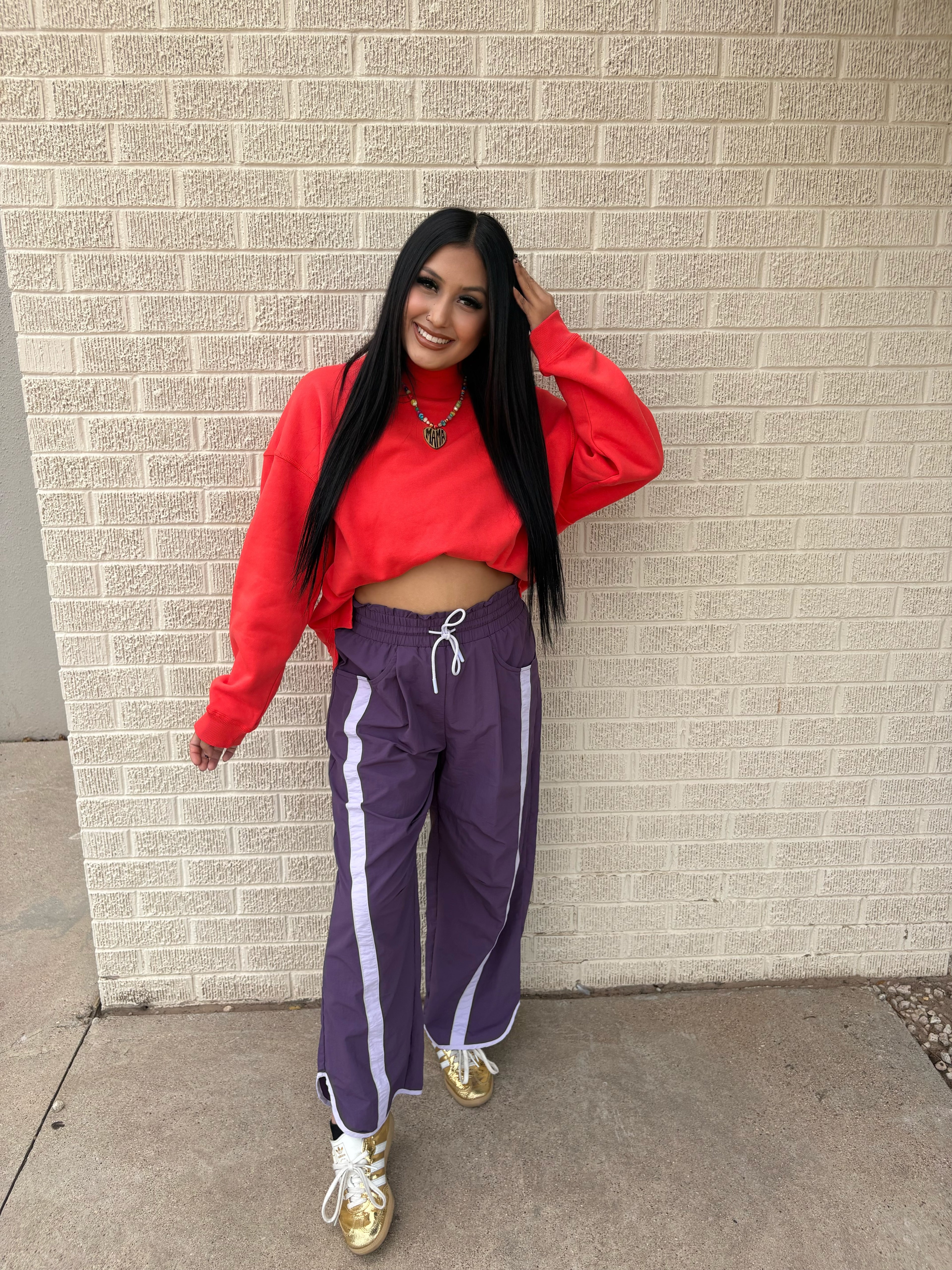sporty girl track pants grape