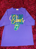 purple&green rolling stone tee