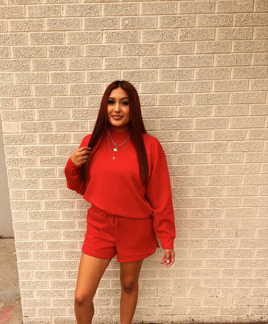 throw and go red short set