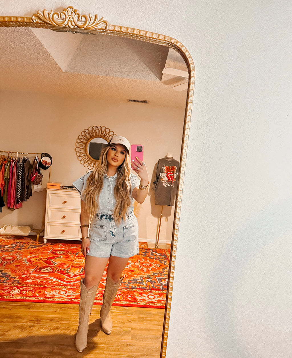 put some miles on it denim romper