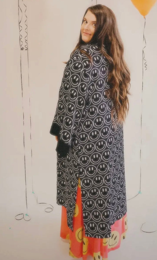 smiley satin kimono