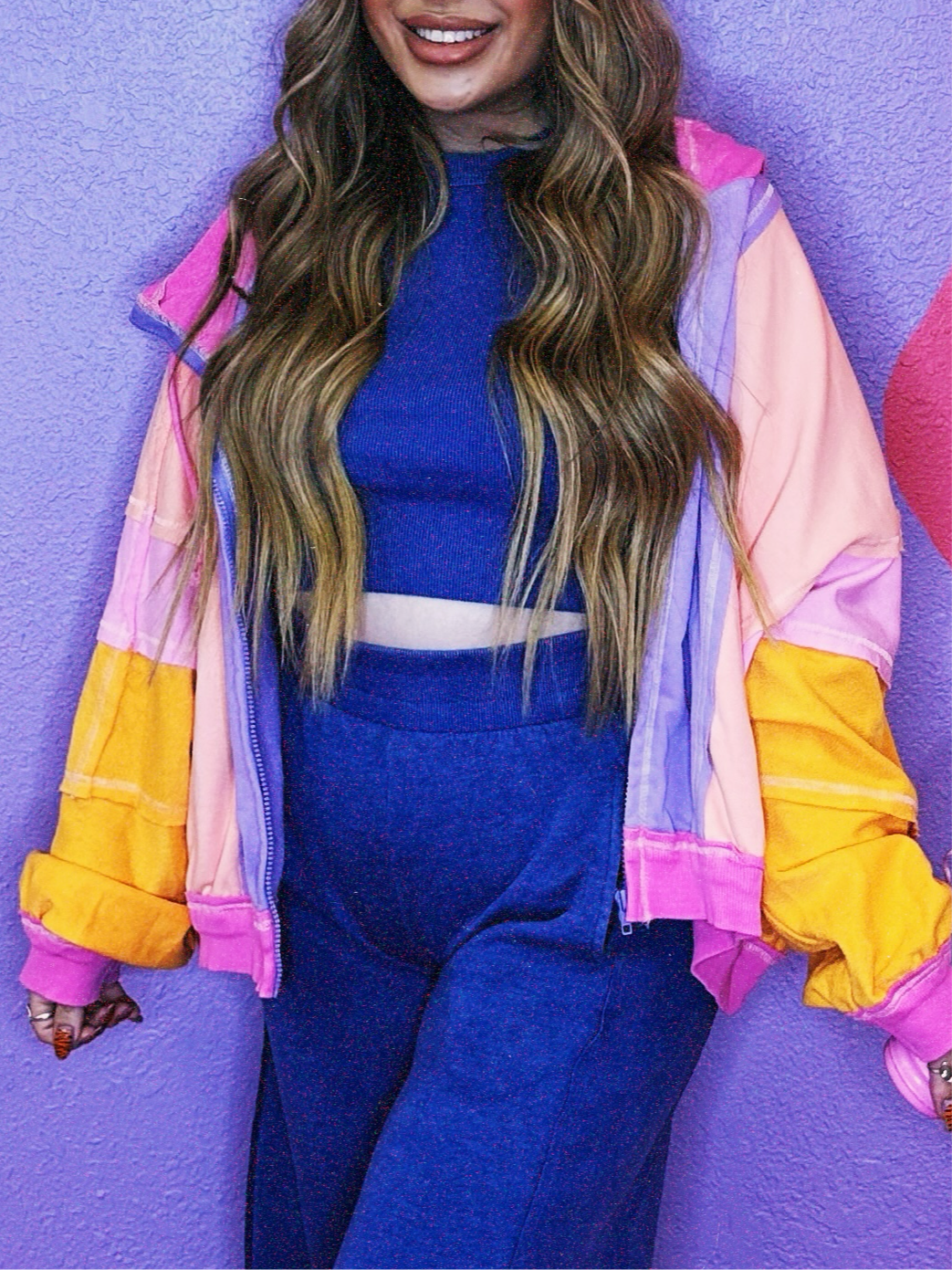 colorblock jacket lavender