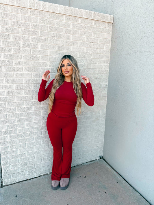 comfy pls high neck set red