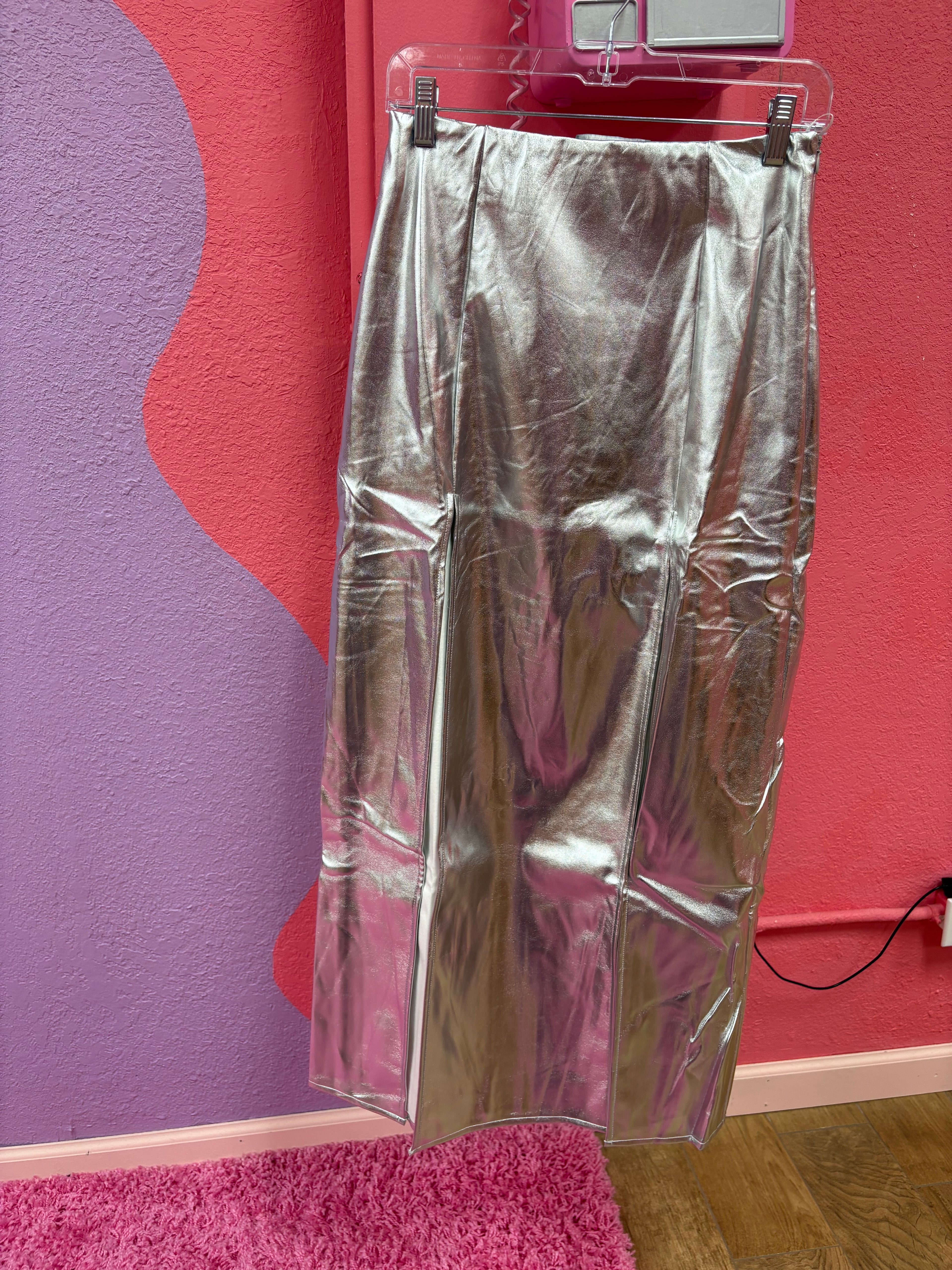 metallic slit skirt