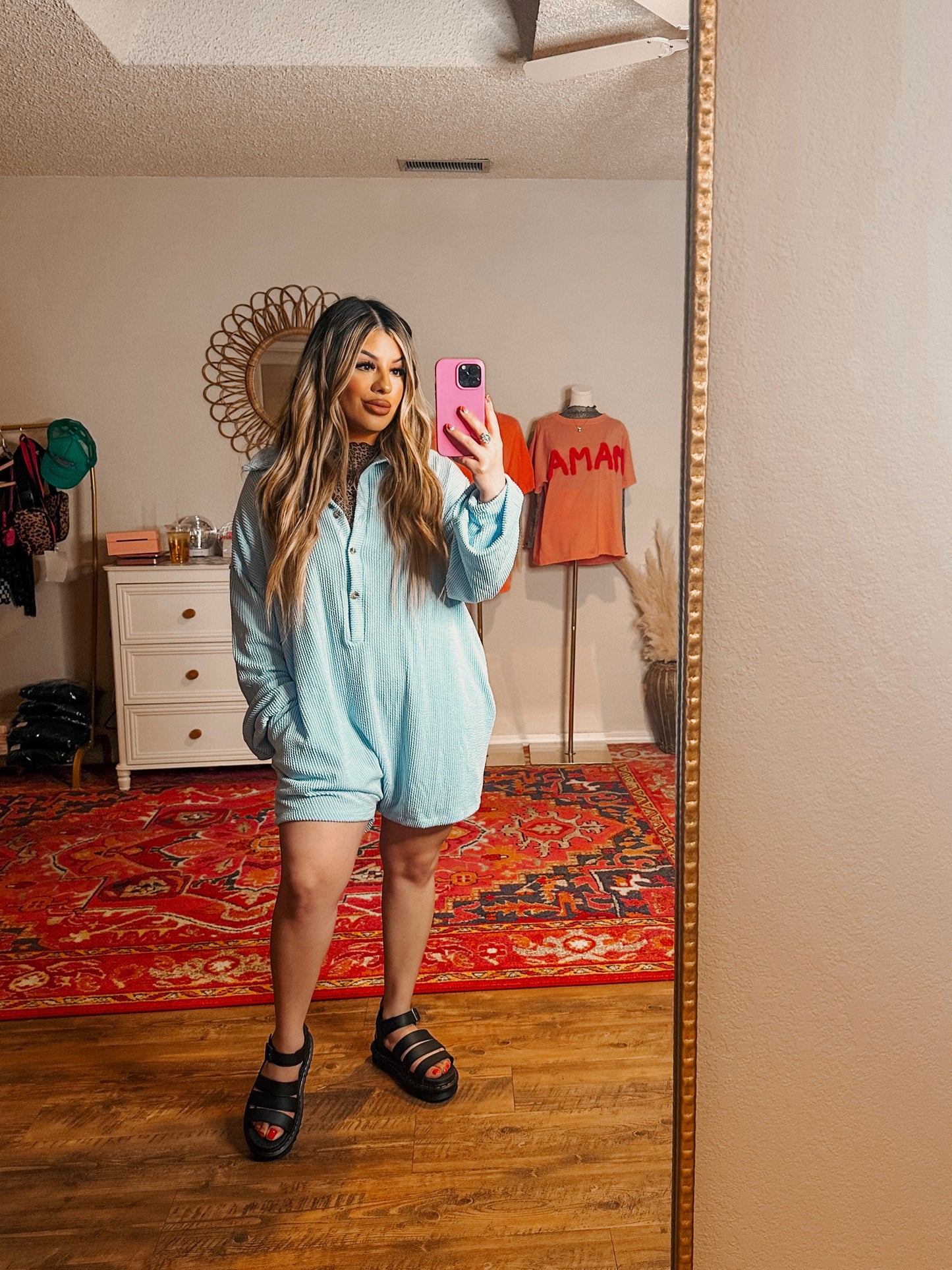 baggy sky blue romper