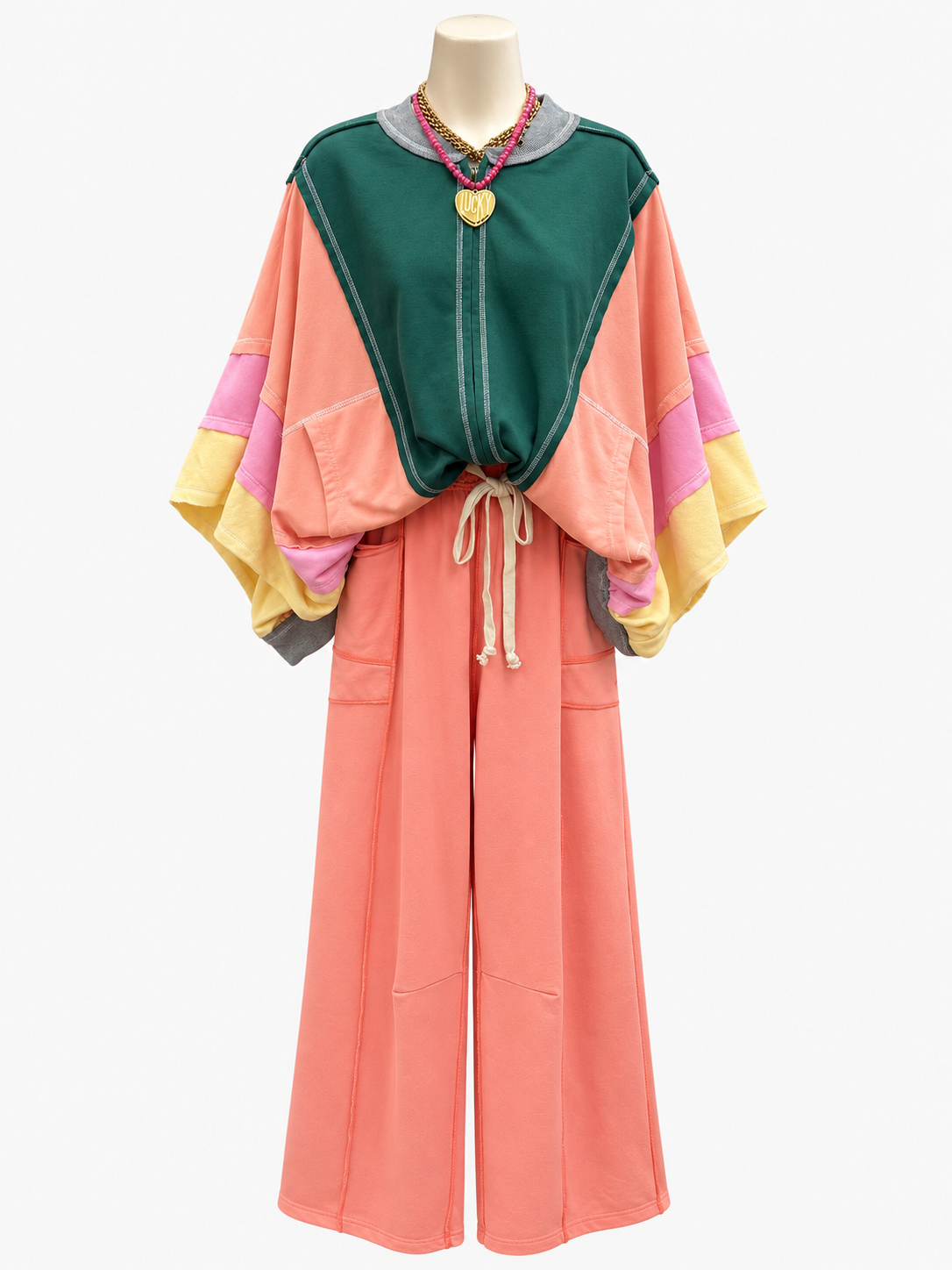 Colorblock shacket Coral