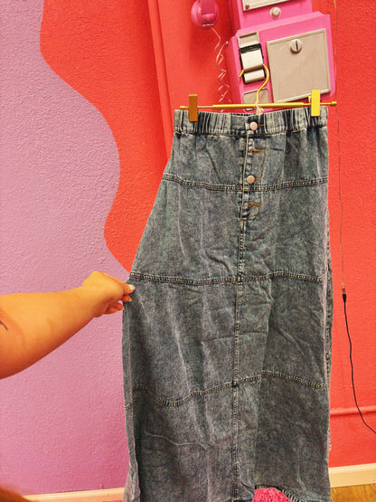 denim long skirt