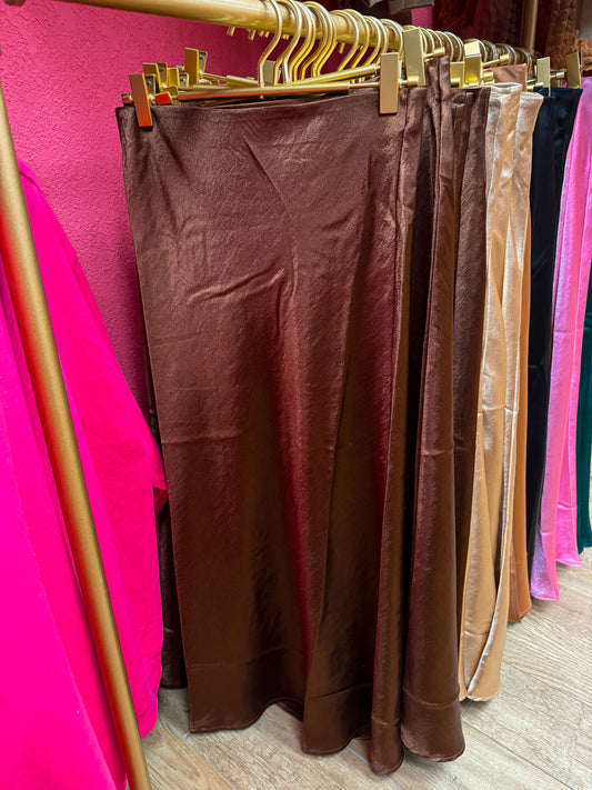 brown silk skirt