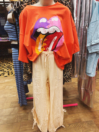 gauze beige pant